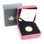 Royal Canadian Mint, Canada 2019 Maple Leaf 1/4oz Gold Proof Coin, obv: Elizabeth II, rev: Maple