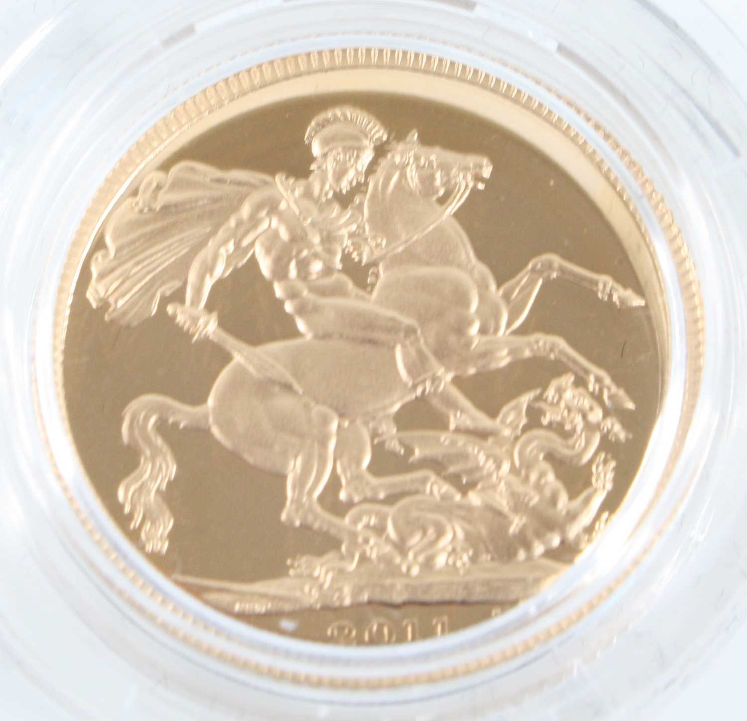 The Royal Mint, 2011 UK Gold Proof Sovereign Three-Coin Collection, full, half and quarter - Image 2 of 2