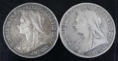 Great Britain, 1895 crown, Victoria veiled bust, rev: St George and Dragon above date, LIX edge,