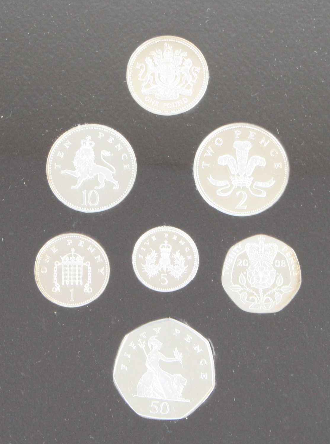 The Royal Mint, 2008 United Kingdom Coinage Emblems of Britain Silver Proof Collection, seven silver - Image 2 of 2