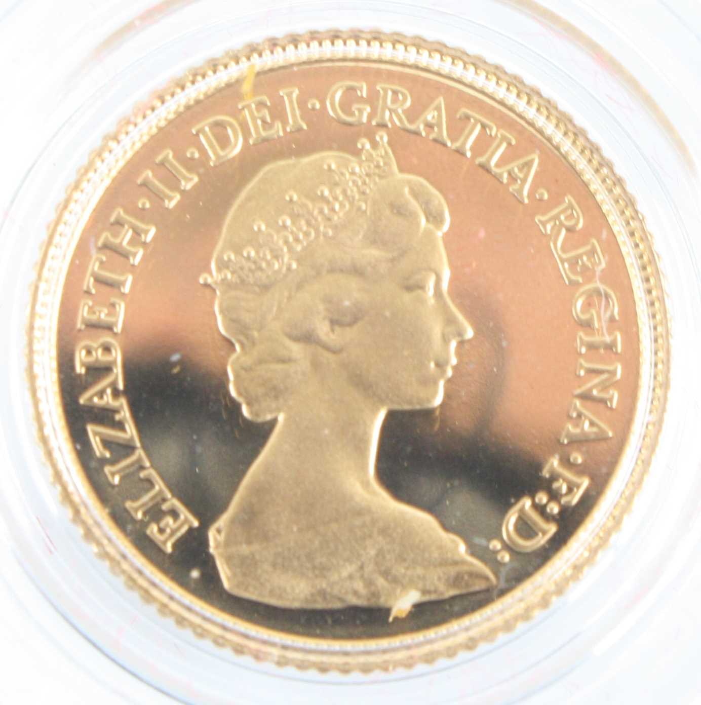 Great Britain, 1980 gold proof half sovereign, Elizabeth II, rev; St George and Dragon above date, - Image 2 of 3