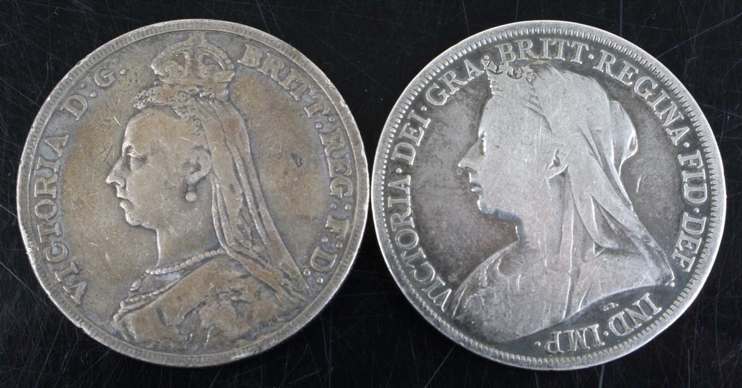 Great Britain, 1892 crown, Victoria jubilee bust, rev: St George and Dragon above date, together