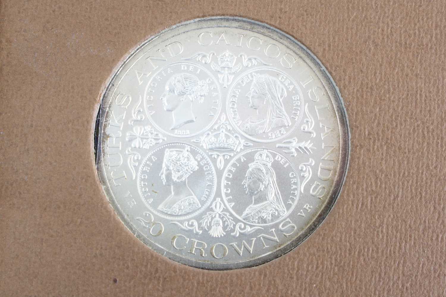 The Royal Canadian Mint, Turks and Caicos Islands, 1976 Victoria Twenty Crown, obv: young bust of - Image 3 of 3