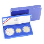 United States of America, United States Liberty Coins 1886-1986 three-coin proof set to include a