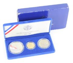 United States of America, United States Liberty Coins 1886-1986 three-coin proof set to include a