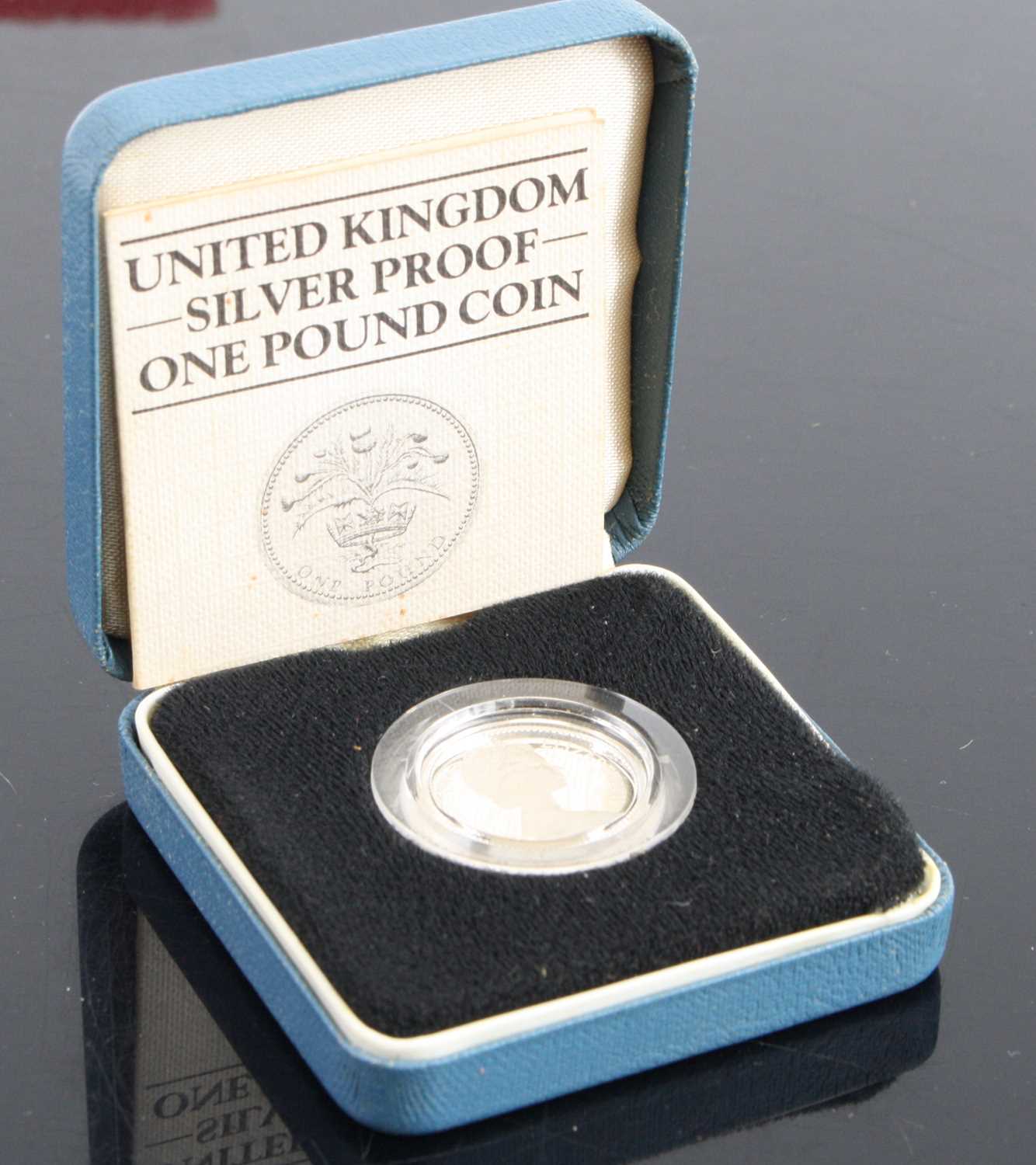 United Kingdom, 1984 silver proof £1 coin, boxed with certificate, together with a small