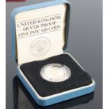 United Kingdom, 1984 silver proof £1 coin, boxed with certificate, together with a small