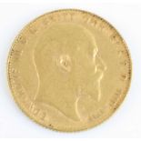 Great Britain, 1908 gold full sovereign, George V, rev: St George and Dragon above date. (1)