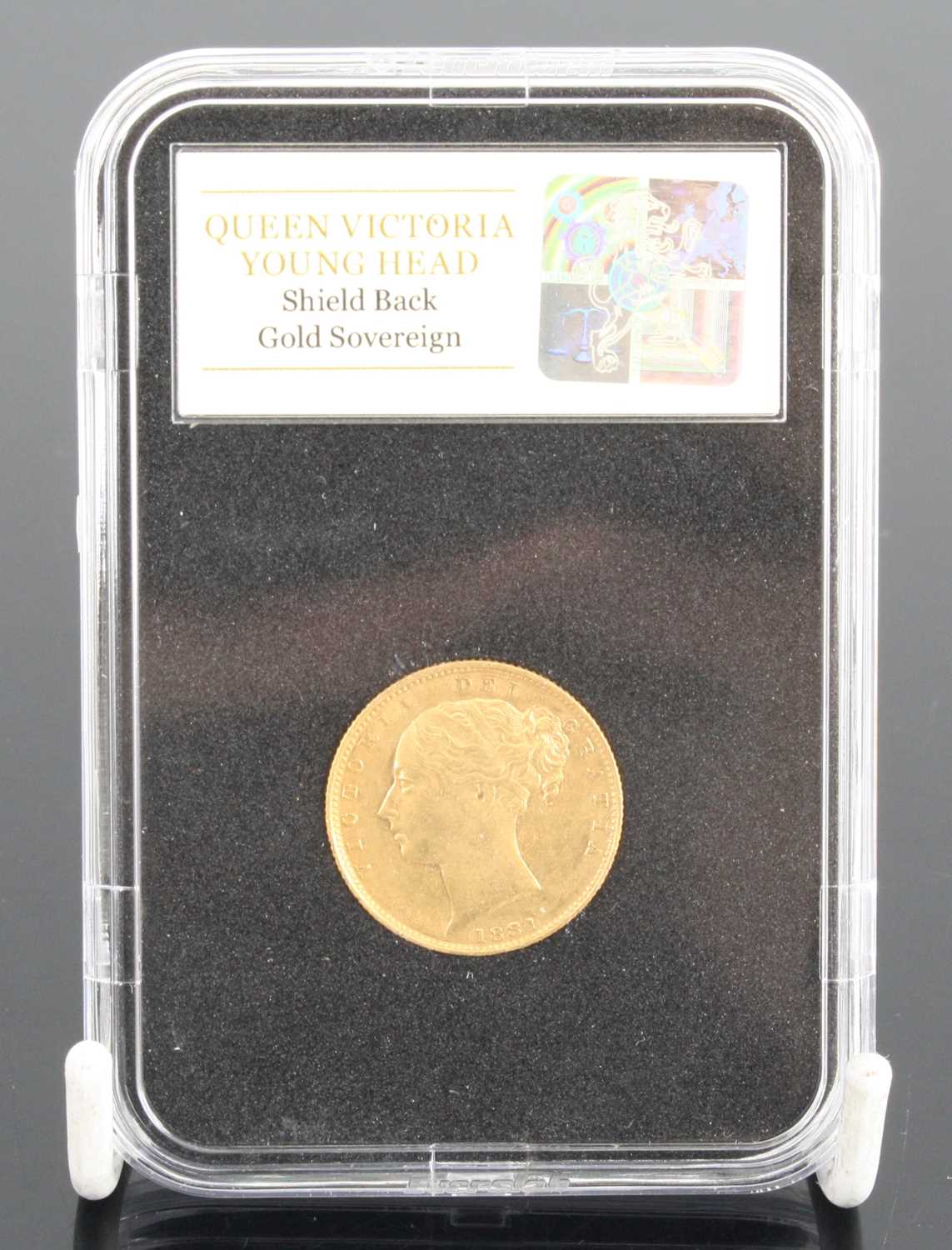 Great Britain, 1881 gold full sovereign, Victoria young bust above date, rev: crowned quartered