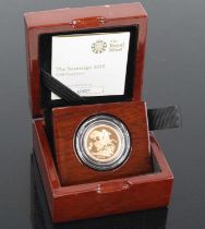 Great Britain, 2019 gold proof full sovereign, Elizabeth II, rev: St George and Dragon above date,