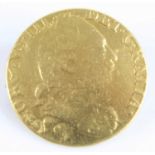 Great Britain, 178? gold full guinea, obv: George III laureate bust, rev: crowned quartered