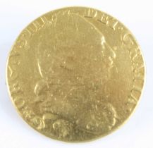 Great Britain, 178? gold full guinea, obv: George III laureate bust, rev: crowned quartered