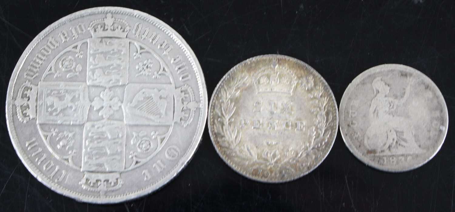 Great Britain, 1881 Gothic florin, XXRI error, obv: Queen Victoria crowned bust left within - Image 2 of 9