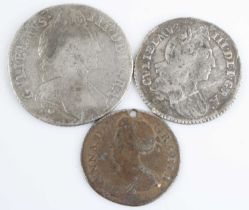 England, 1696 shilling, William III first laureate and draped bust, rev: crowned cruciform shields