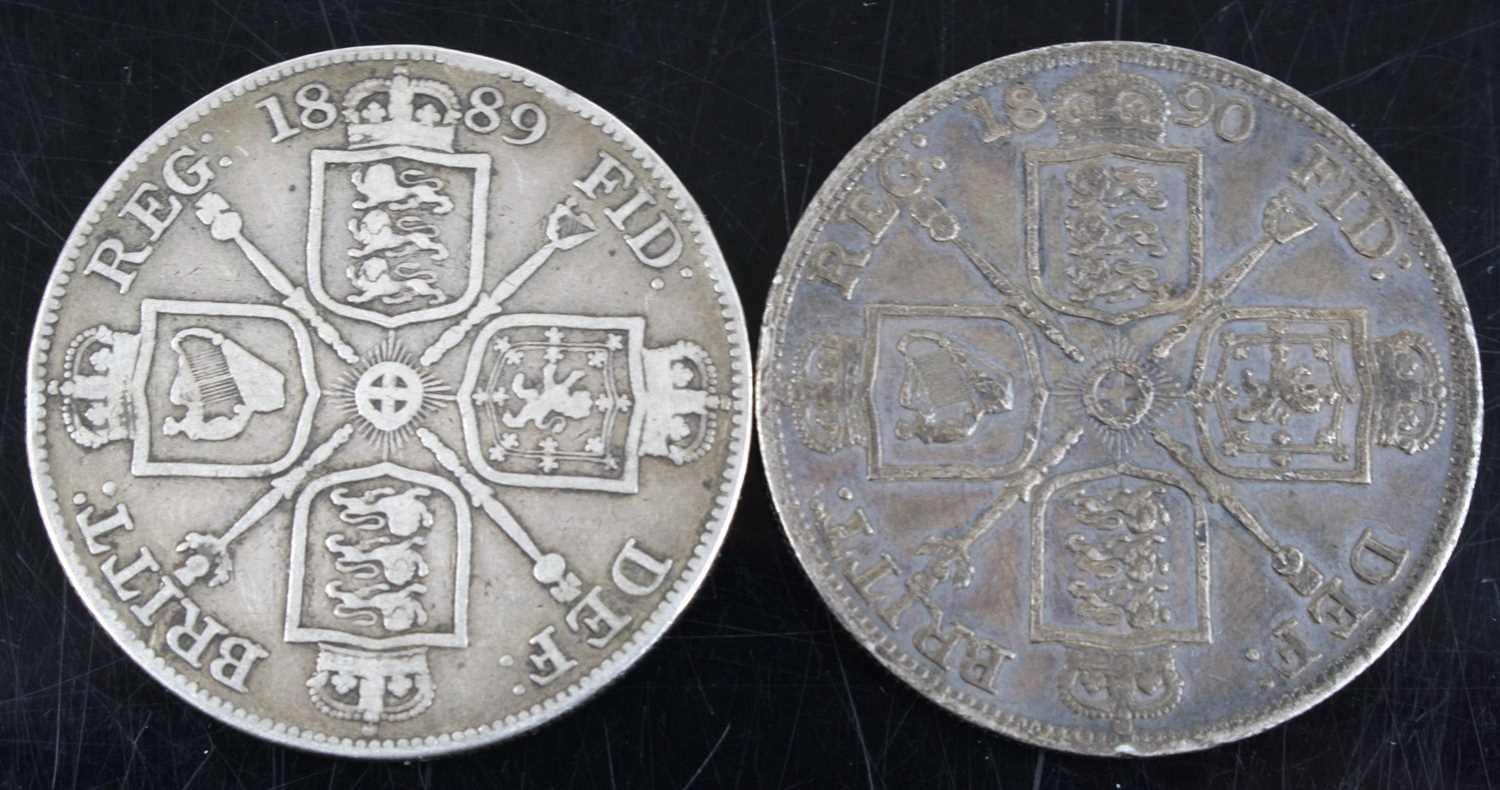 Great Britain, 1889 double florin, Victoria jubilee bust, rev: crowned quartered shields, sceptres - Image 2 of 2