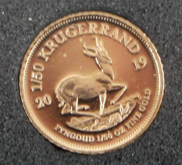 South Africa, 2019 Krugerrand 1/50oz Gold Proof Coin, obv: Paul Kruger, rev: Springbok dividing - Image 2 of 2