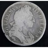 Great Britain, 1696 crown, William III laureate bust, rev; crowned shields around central lion. (1)