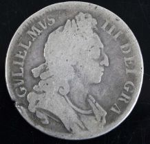 Great Britain, 1696 crown, William III laureate bust, rev; crowned shields around central lion. (1)