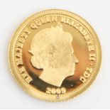 The London Mint Office, Fabula Aurum 2009 gold half crown, obv; Elizabeth II, rev; St George and