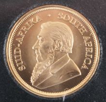 South Africa, 2017 gold quarter ounce uncirculated krugerrand, obv: portrait of Stephanus Johannes