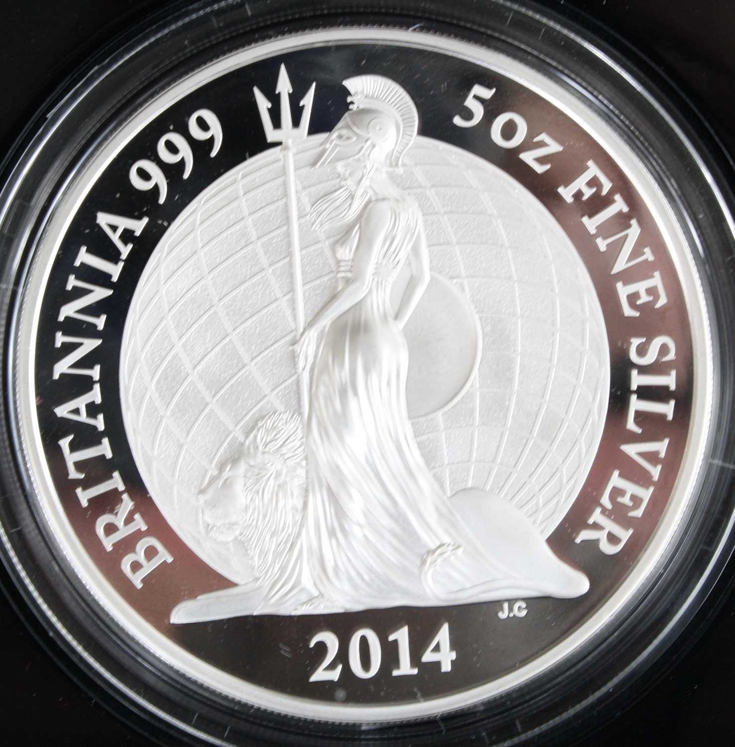 United Kingdom, The Royal Mint, The Britannia 2014 Collection Five-Ounce Silver Proof £10 Coin, with - Image 2 of 2