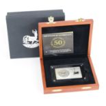 South African Mint, 1967-2017 50th Anniversary of the Krugerrand Silver Bullion Coin Bar, a 1 oz