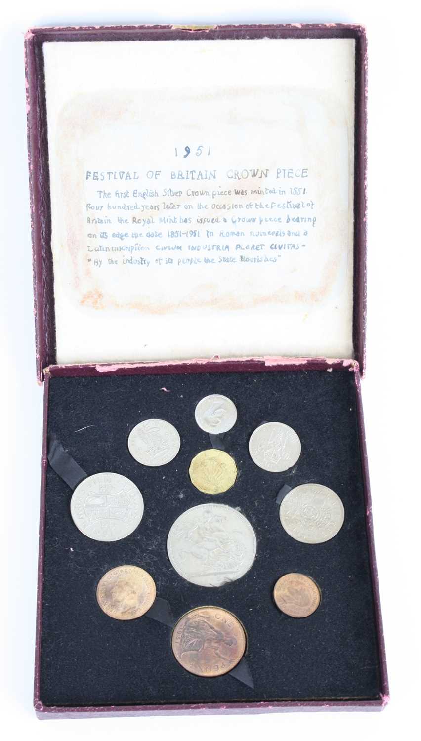Great Britain, 1951 Festival of Britain ten coin proof set, Crown to Farthing, boxed. (1)
