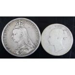 Great Britain, 1889 crown, Victoria jubilee bust, rev: St George and Dragon above date, together