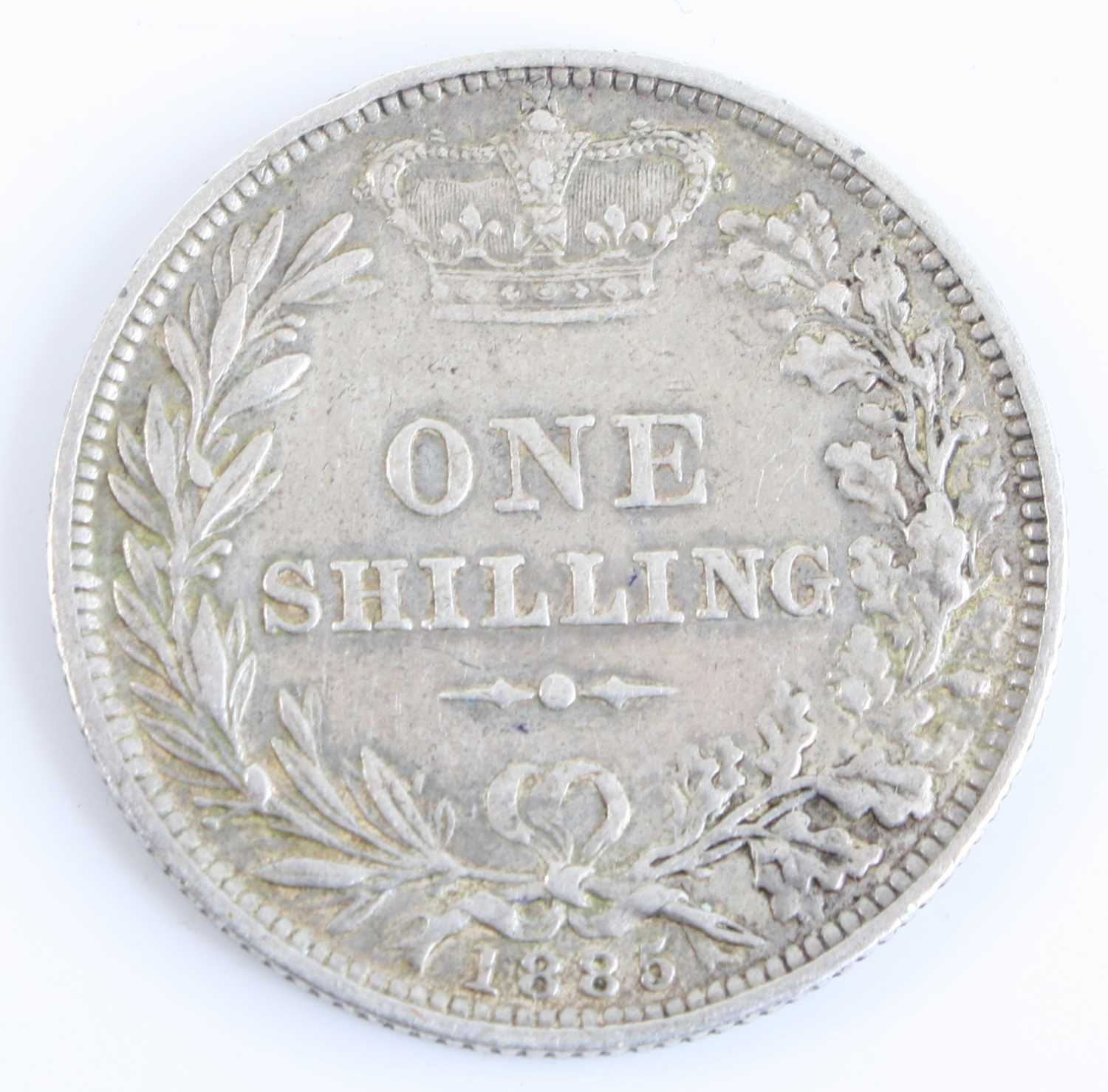 Great Britain, 1885 one shilling, Victoria young bust, rev: crown above denomination within - Image 2 of 4