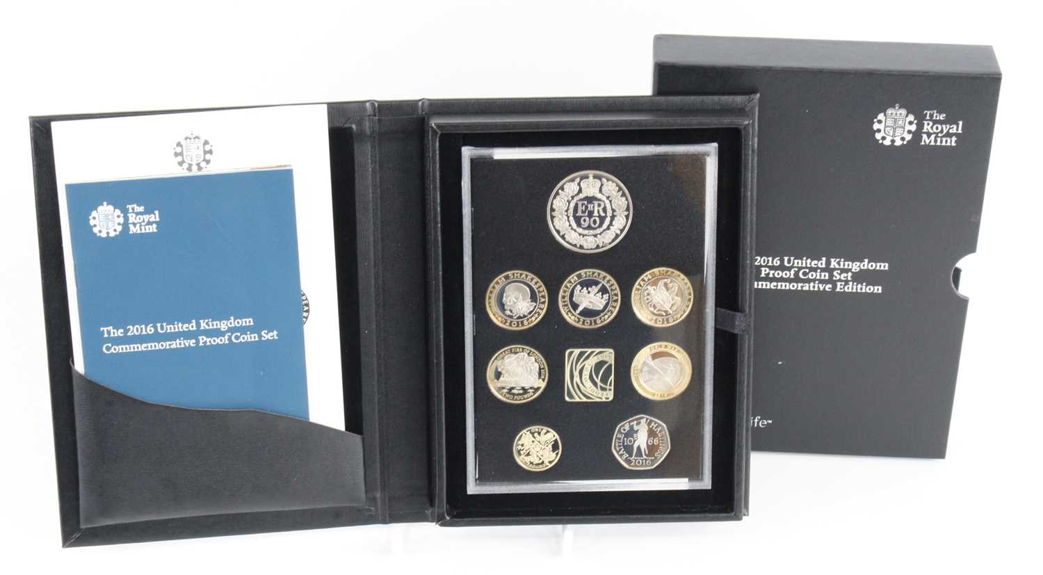 The Royal Mint 2016 United Kingdom Commemorative Proof Coin Set eight coins from £5 to 50p, housed