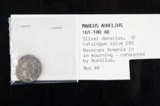 Roman Empire, Marcus Aurelius (161-180), silver denarius, obv: laureate bust right, rev: Armenia