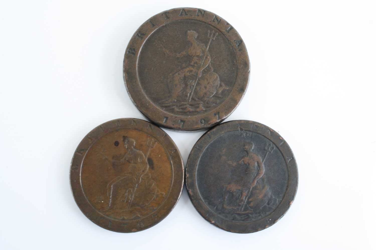 Great Britain, 1797 cartwheel two penny, Soho mint, George III laureate bust, rev; seated Britannia, - Image 2 of 6