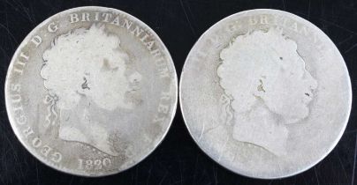 Great Britain, 1820 crown, George III laureate bust above date, rev: St George and Dragon within