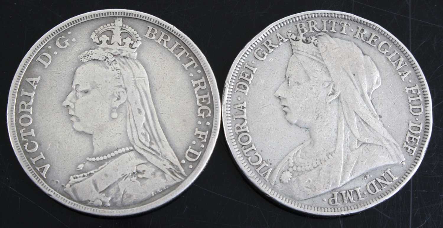 Great Britain, 1889 crown, Victoria jubilee bust, rev: St George and Dragon above date, together