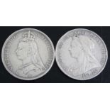 Great Britain, 1889 crown, Victoria jubilee bust, rev: St George and Dragon above date, together