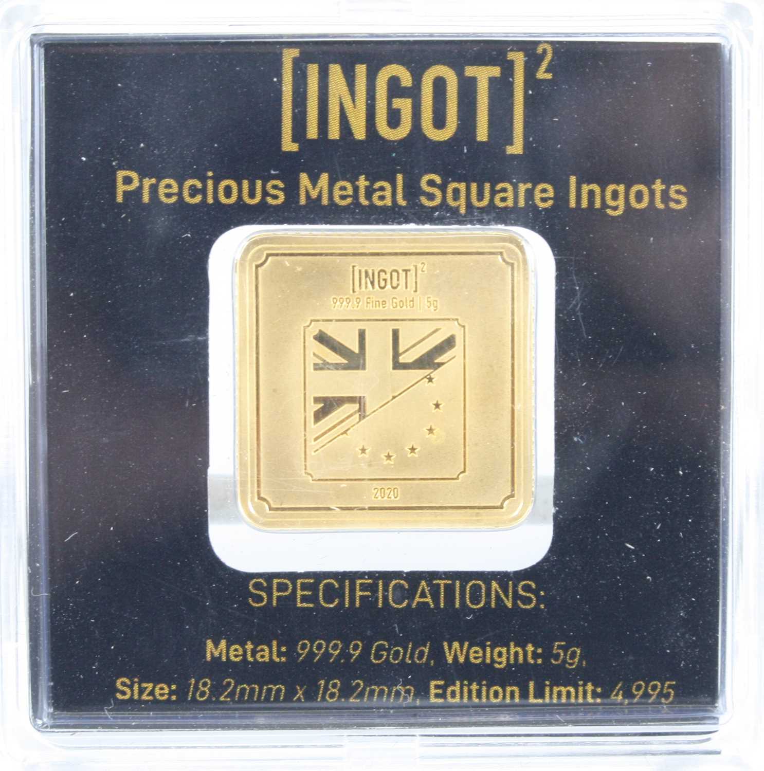 Great Britain, The Brexit 5g Gold Square Ingot, limited edition no. 350/4995, in plastic slab, boxed - Image 2 of 2