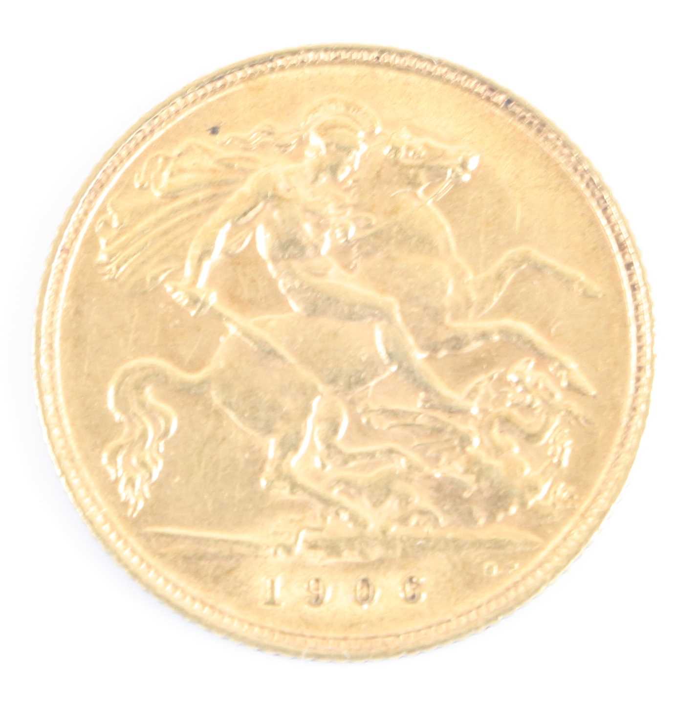 Great Britain, 1906 gold half sovereign, Edward VII, rev: St George and Dragon above date. (1) - Bild 2 aus 2