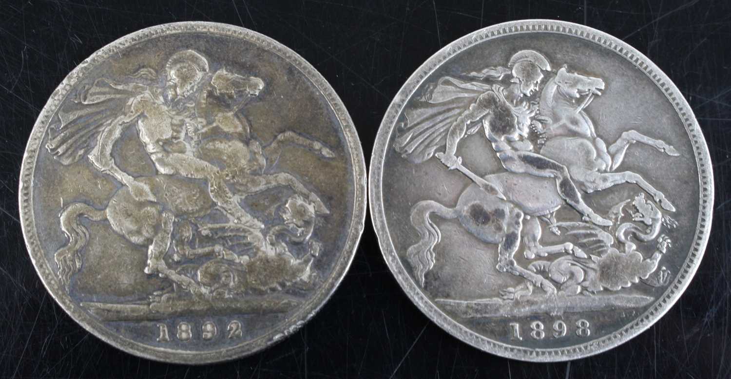 Great Britain, 1892 crown, Victoria jubilee bust, rev: St George and Dragon above date, together - Image 2 of 2