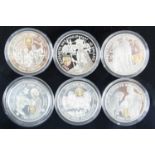 The Royal Mint, Golden Wedding Anniversary Silver Collection, six silver proof coins to include