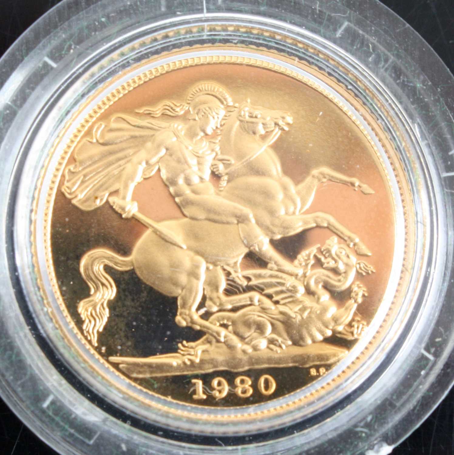 Great Britain, 1980 gold proof full sovereign, Elizabeth II, rev: St George and Dragon above date, - Bild 3 aus 3