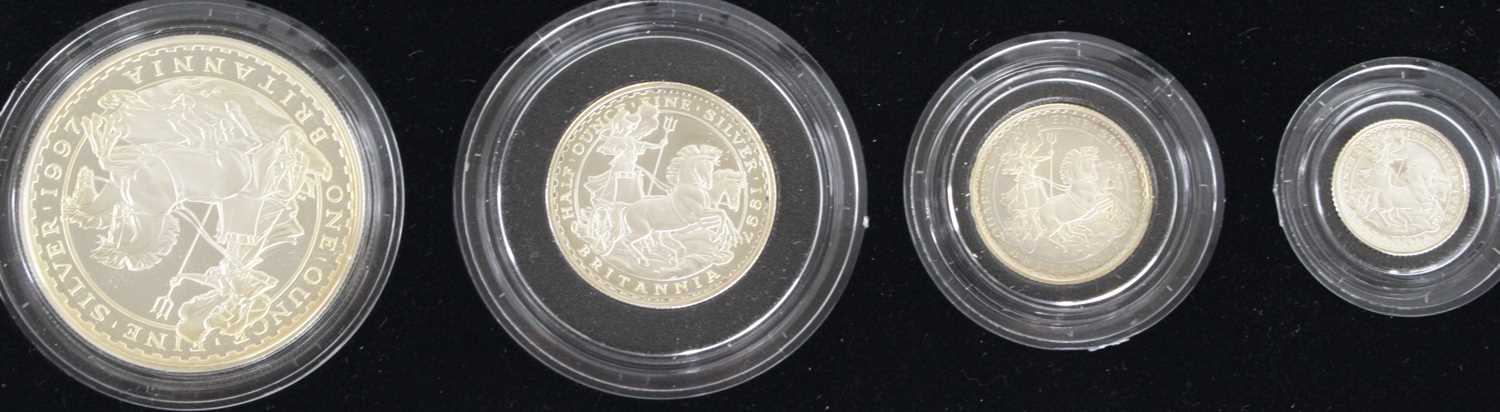 Great Britain, 1997 Britannia four coin silver proof set, to include two pound, one pound, 50 - Bild 2 aus 2