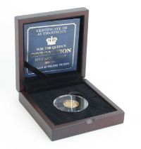 Bailiwick of Jersey, 2018 H.M. The Queen's Coronation 65th Anniversary Gold Proof Penny, boxed