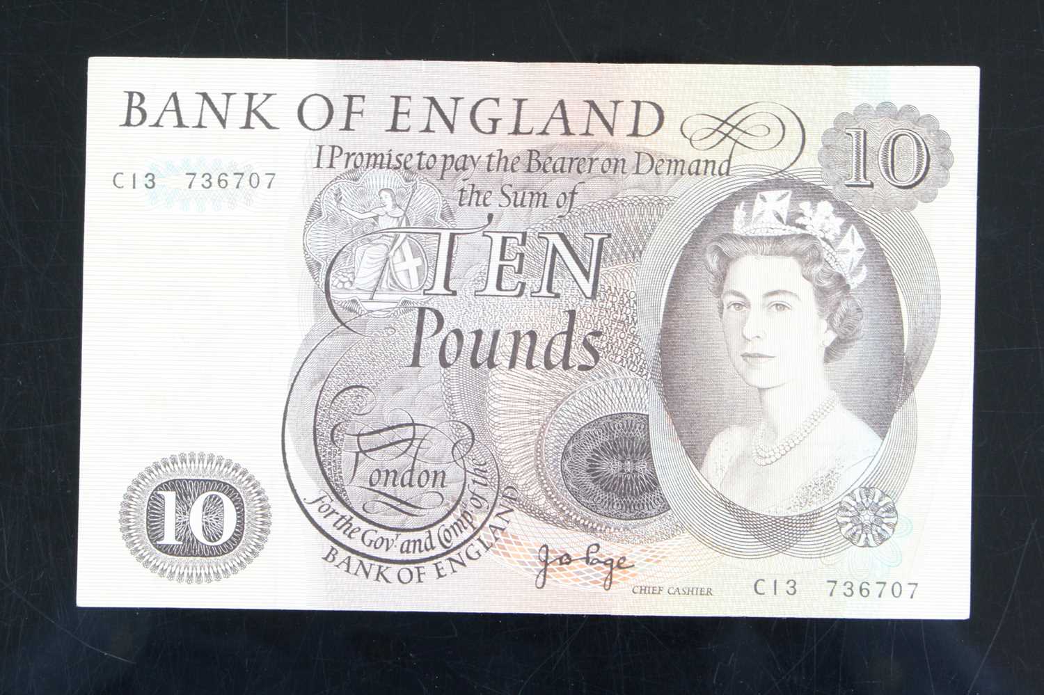 Great Britain, a Bank of England ten pound note, C13 736707, Chief Cashier John Page, together