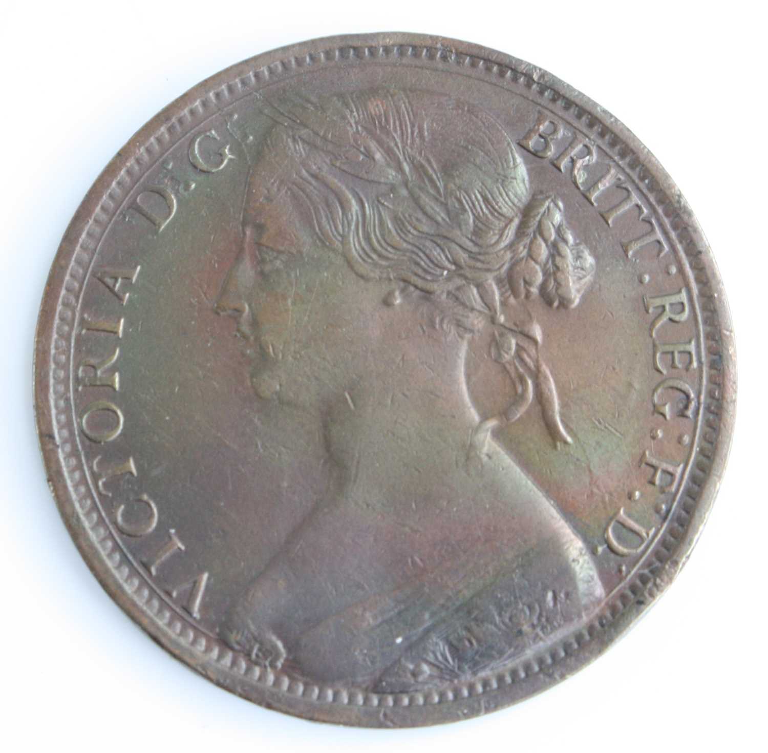 Great Britain, 1881 penny, Heaton mint, Victoria young bust, rev: Britannia seated right, 1881 H - Image 3 of 9