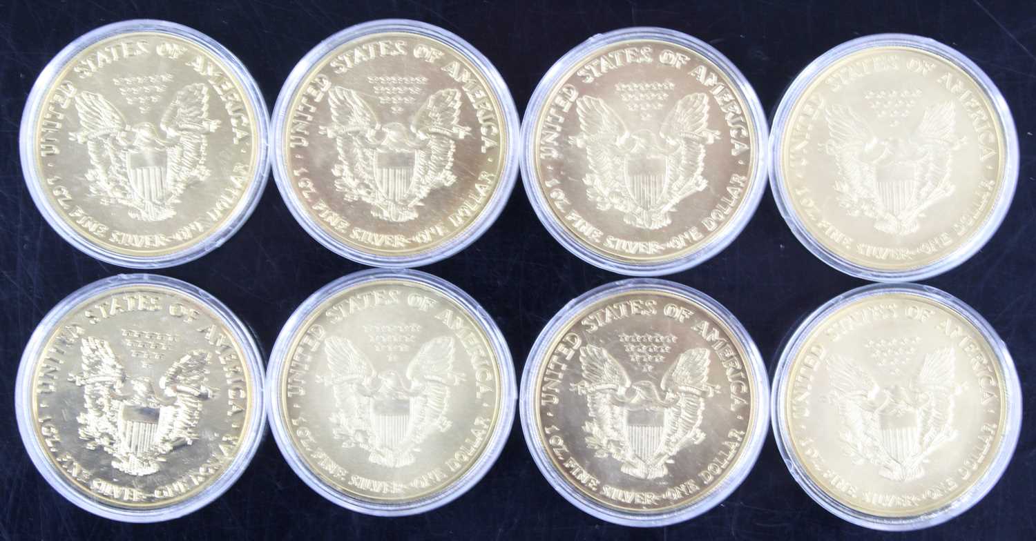 United States of America, a collection of eight 1oz fine silver dollars, dates to include 1988, - Image 2 of 2