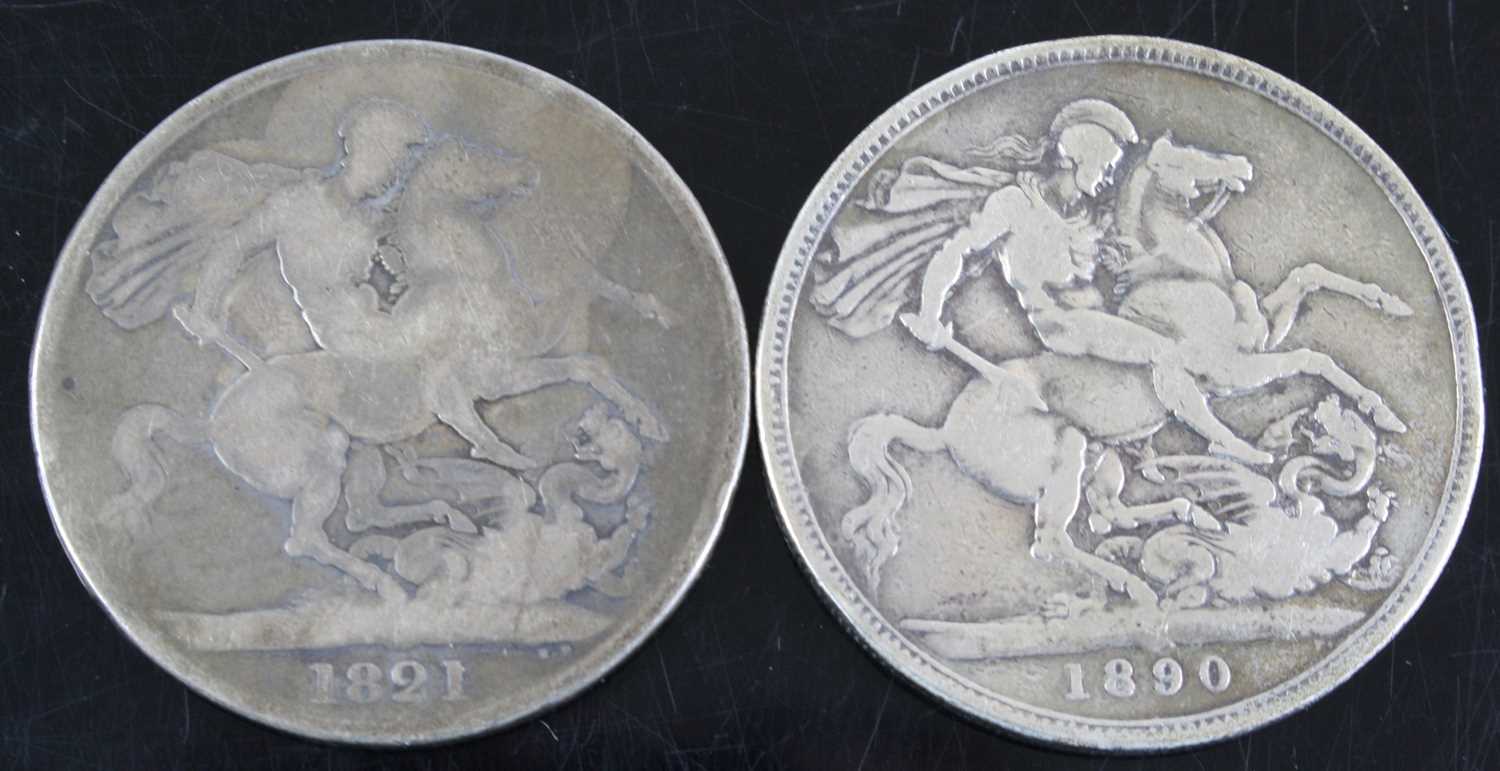 Great Britain, 1821 crown, George IIII laureate bust, rev; St George and Dragon above date, - Image 2 of 2