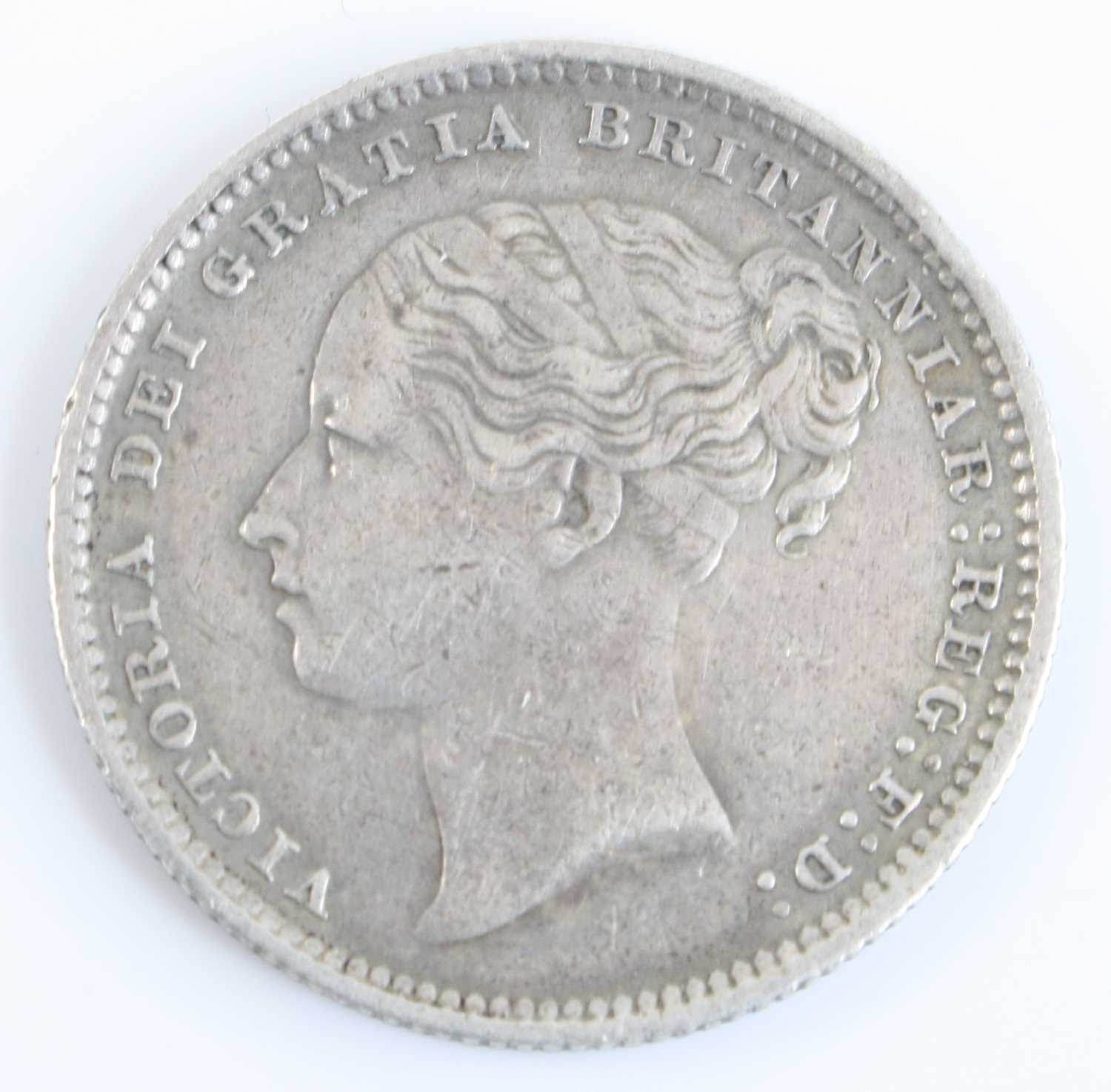 Great Britain, 1885 one shilling, Victoria young bust, rev: crown above denomination within