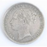 Great Britain, 1885 one shilling, Victoria young bust, rev: crown above denomination within