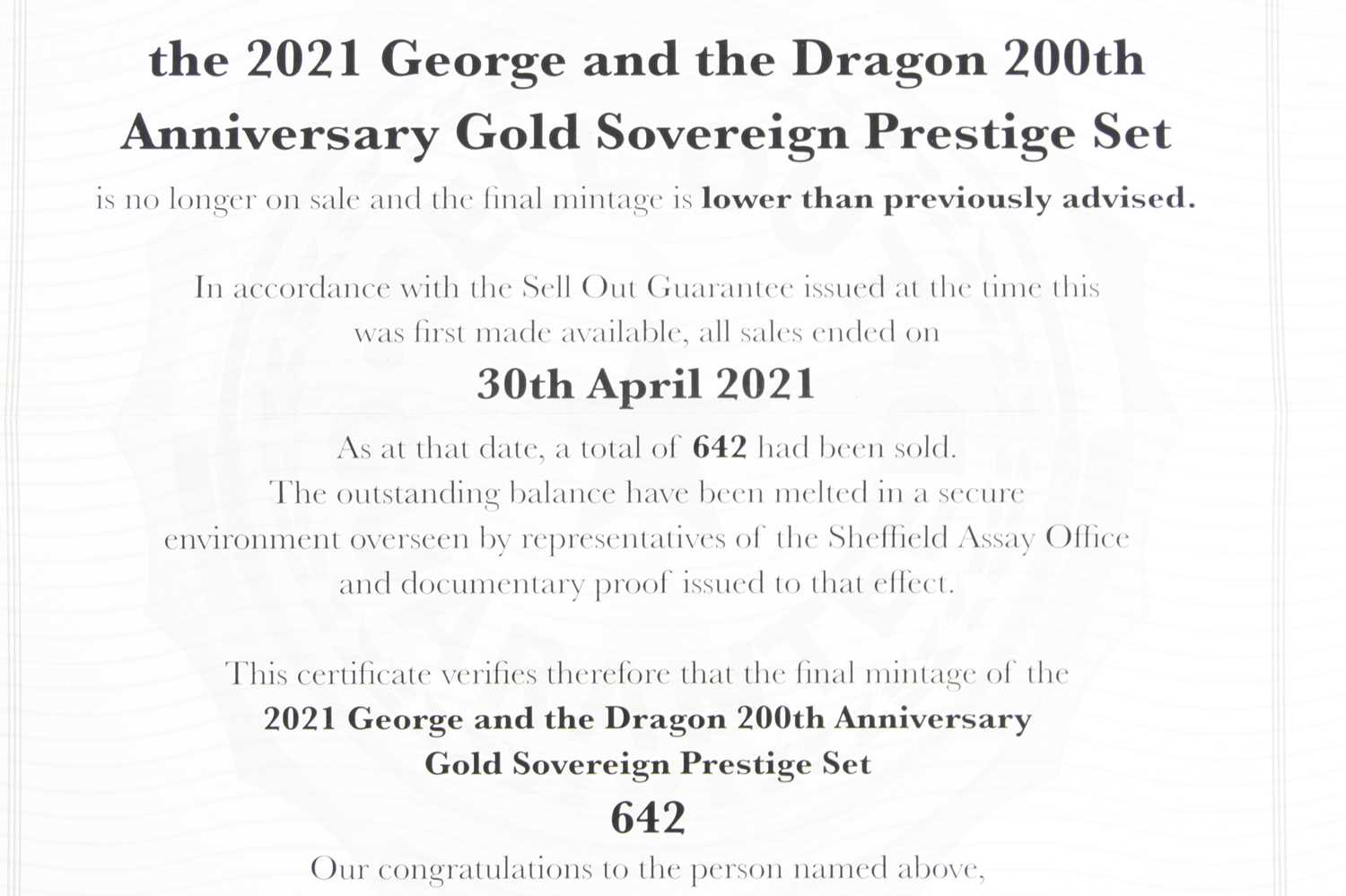 Hattons of London, The 2021 George and the Dragon 200th Anniversary Gold Sovereign Series, eight - Image 23 of 24