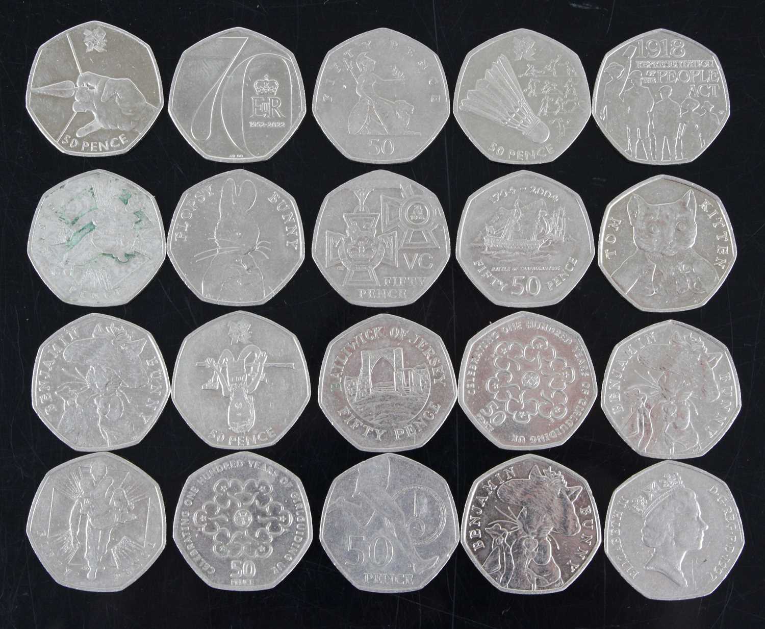 Great Britain, a collection of twenty-three 50 pence pieces to include Benjamin Bunny, Flopsy